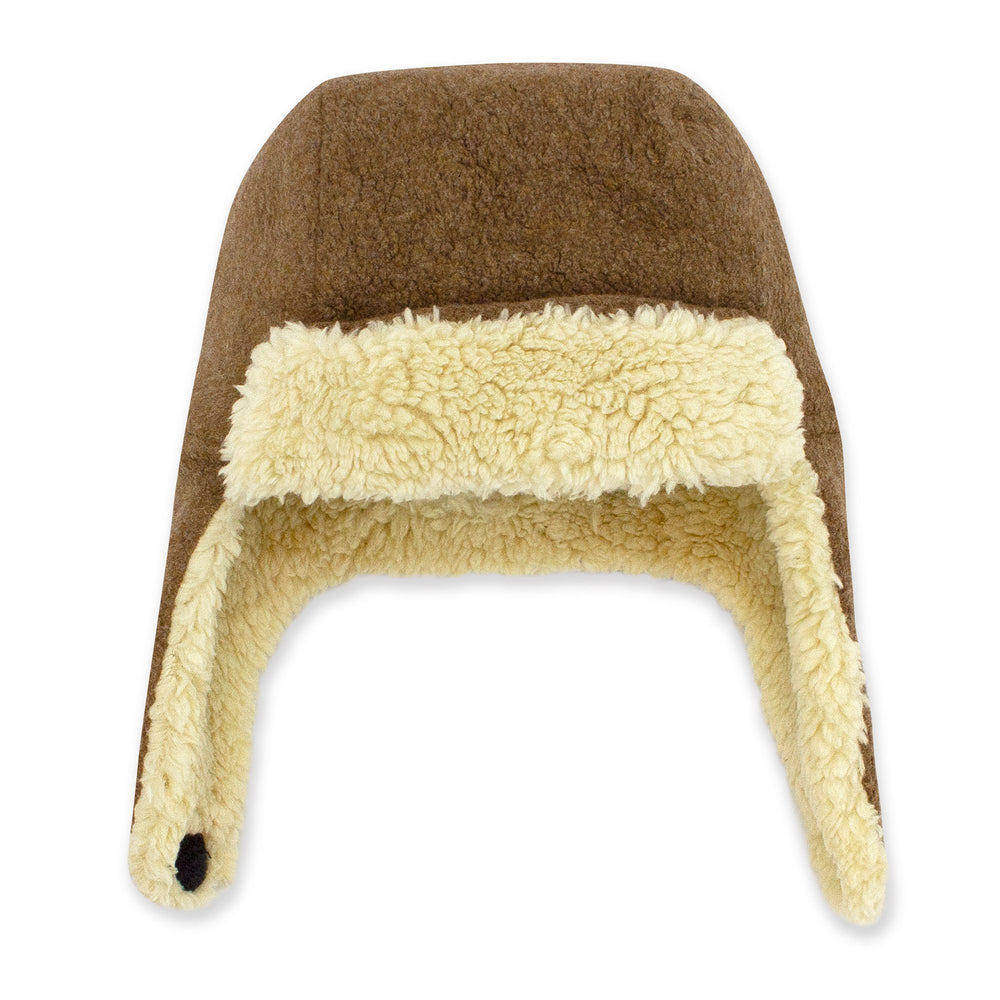 Zutano furry fleece trapper hat - Heather mocha