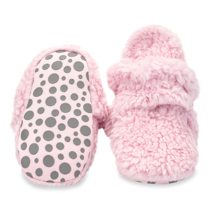 Zutano furry gripper baby bootie - Baby pink