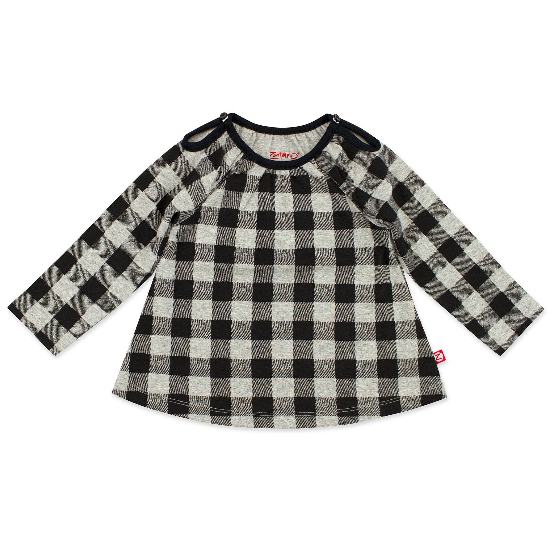 Buffalo Check Organic Cotton Long Sleeve Peasant Top – Zutano