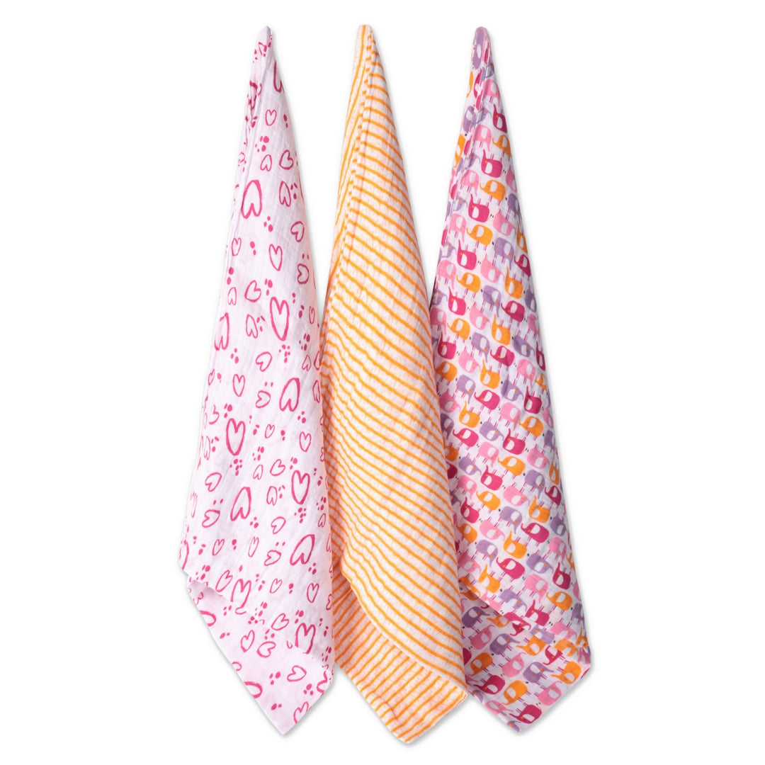Zutano pink elephant swaddle pack