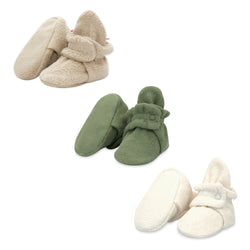 Zutano baby Bootie Cozie Fleece Baby Bootie 3 Pack - Khaki/Olive/Cream
