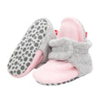 Zutano baby Bootie Double Cozie Fleece Gripper Baby Bootie - Baby Pink/Heather Gray