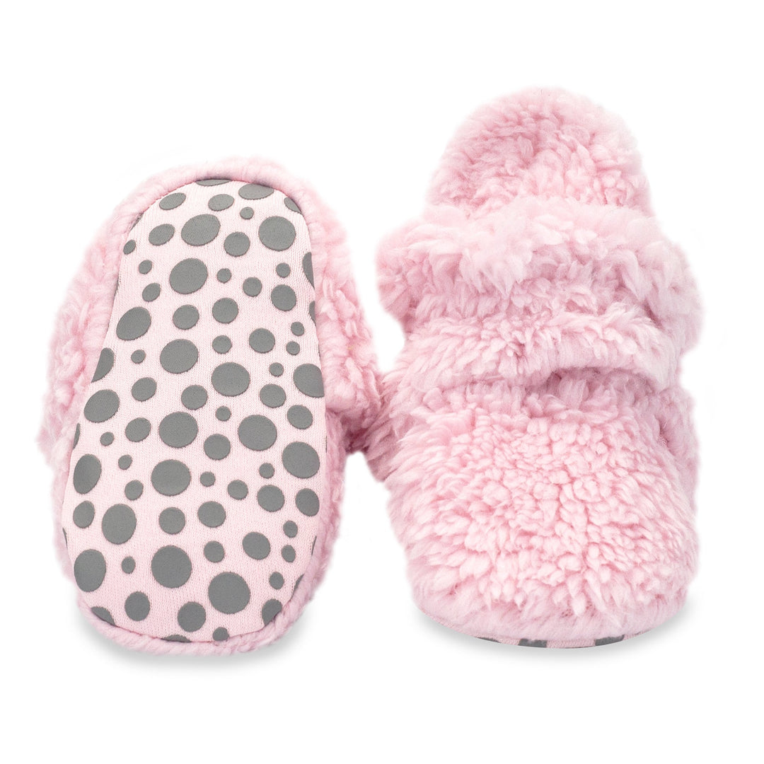 Chenille bootie slippers with bow detail, pink, small (S). Colour: pink.  Size: s