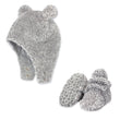 Zutano baby Bootie & Hat Set Furry Bootie and Furry Bear Hat Set - Heather Gray