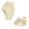 Zutano baby Bootie & Hat Set Furry Bootie and Furry Bear Hat Set - Oat