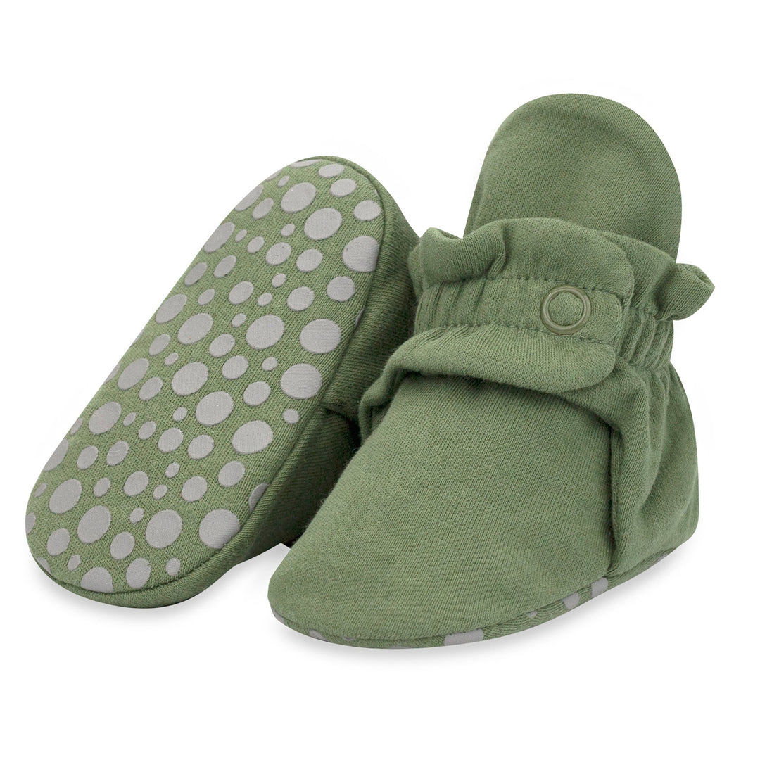 Zutano baby Bootie Organic Cotton Gripper Baby Bootie 3 Pack - Olive/Olive Plaid/Black