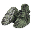 Zutano baby Bootie Organic Cotton Gripper Baby Bootie 3 Pack - Olive/Olive Plaid/Black