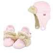 Zutano baby Cozie Furry Bootie & Trapper Hat Set - Baby Pink