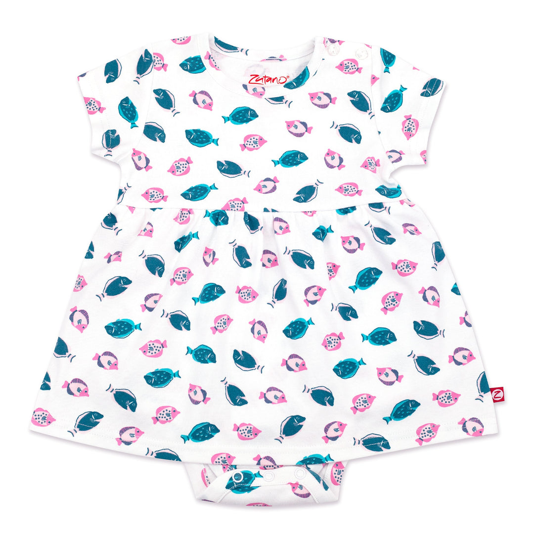 Zutano baby Dress Tropical Fish Organic Cotton Romper Dress