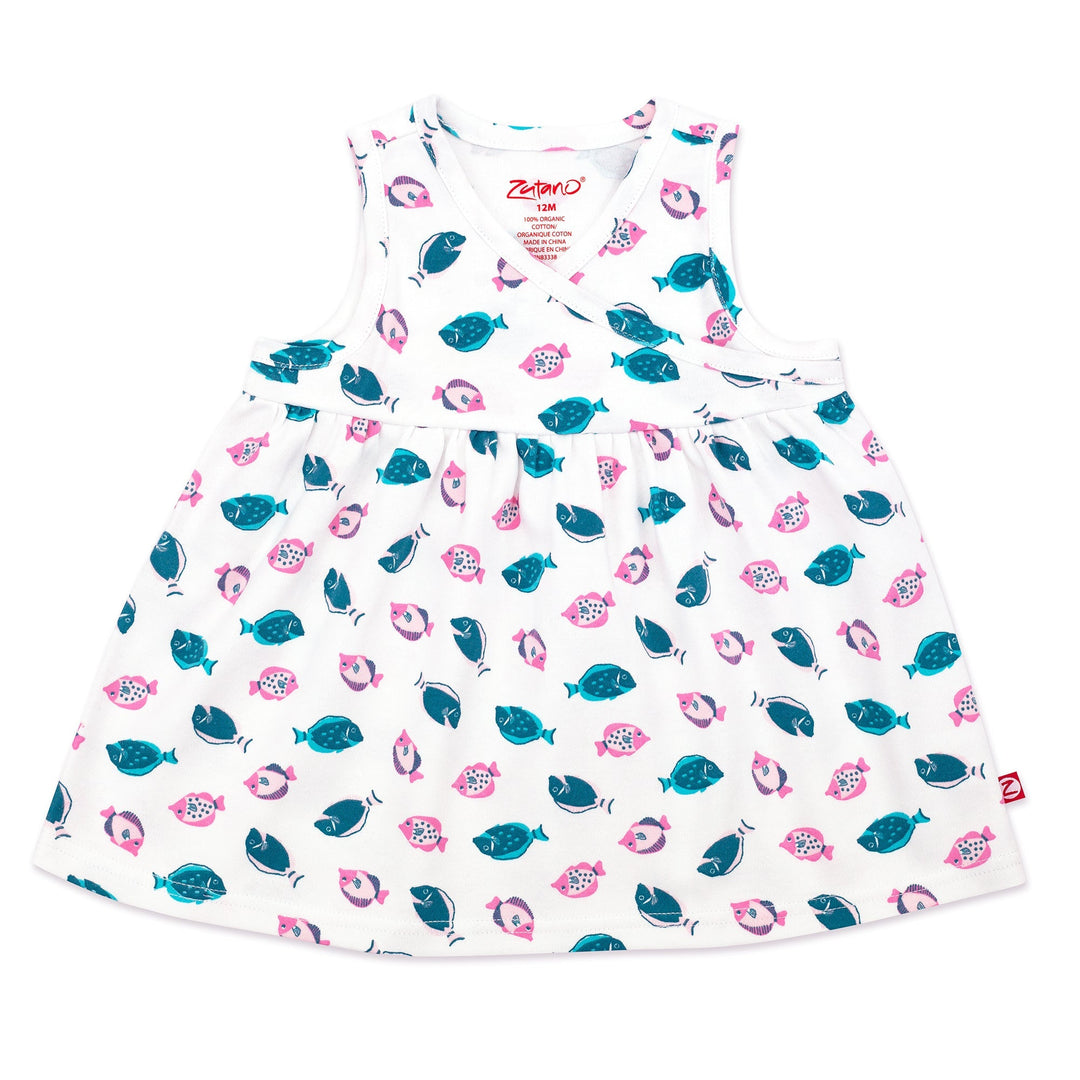 Zutano baby Dress Tropical Fish Organic Cotton Surplice Dress