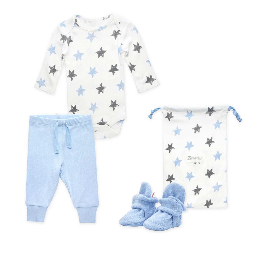 Zutano baby Gift Set Booties & More 3 Piece Baby Gift Set - Light Blue