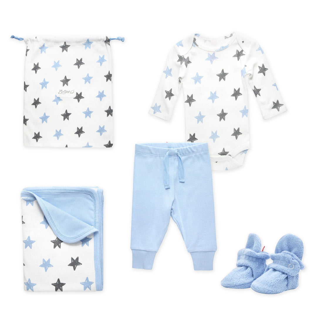 Zutano baby Gift Set Booties & More 4 Piece Baby Gift Set - Light Blue