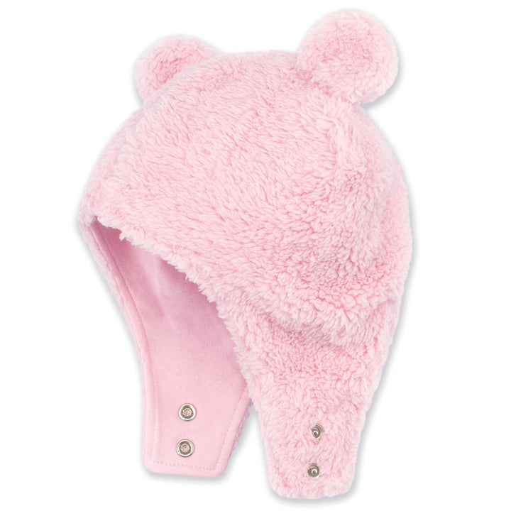 Zutano baby Hat Furry Bear Hat - Baby Pink