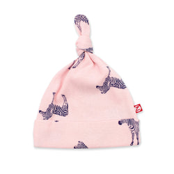 Zutano baby Hat Zebra Organic Cotton Rib Knot Hat - Baby Pink