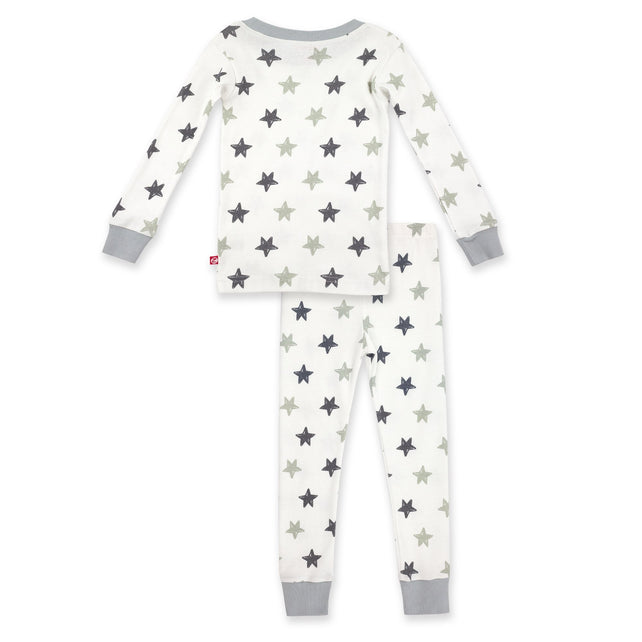 Zutano baby Pajama Stars Organic Cotton Pajama Set - Light Gray