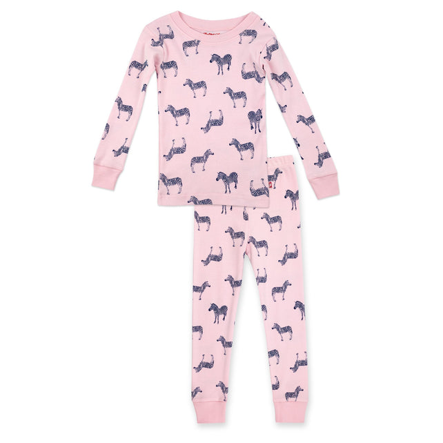 Zutano baby Pajama Zebra Organic Cotton Pajama Set - Baby Pink