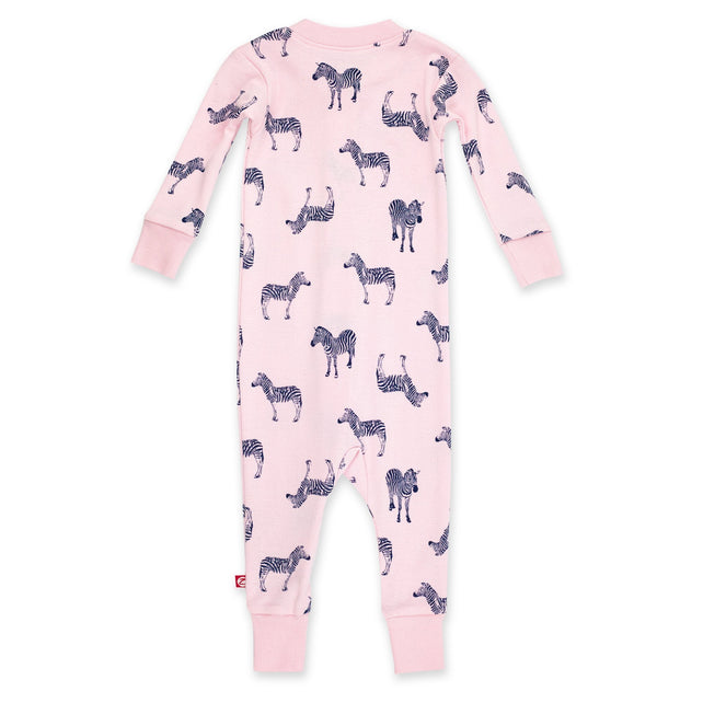Zutano baby Pajama Zebra Organic Cotton Sleeper - Baby Pink