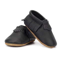 Zutano baby Shoe Black Leather Fringe Moccasins