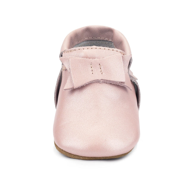 Zutano baby Shoe Pink Shimmer Leather Bow Moccasins