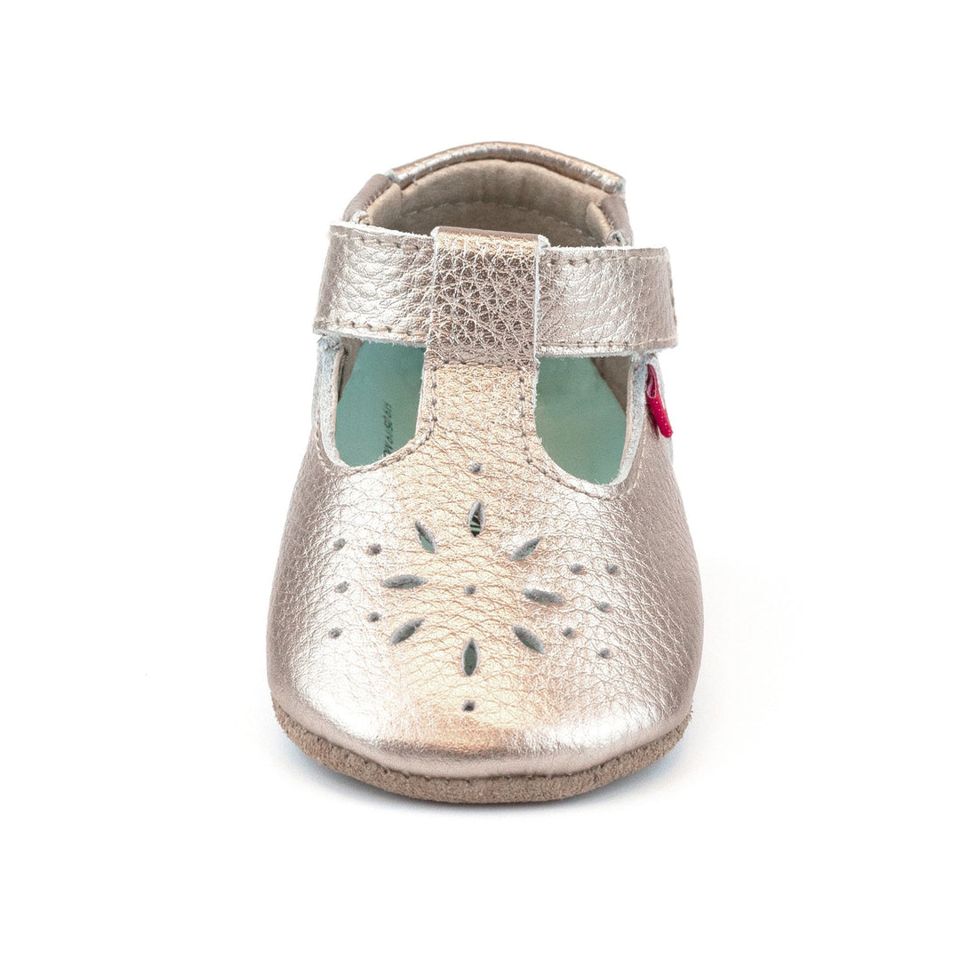 Zutano baby Shoe Rose Gold Leather Mary Jane Shoe