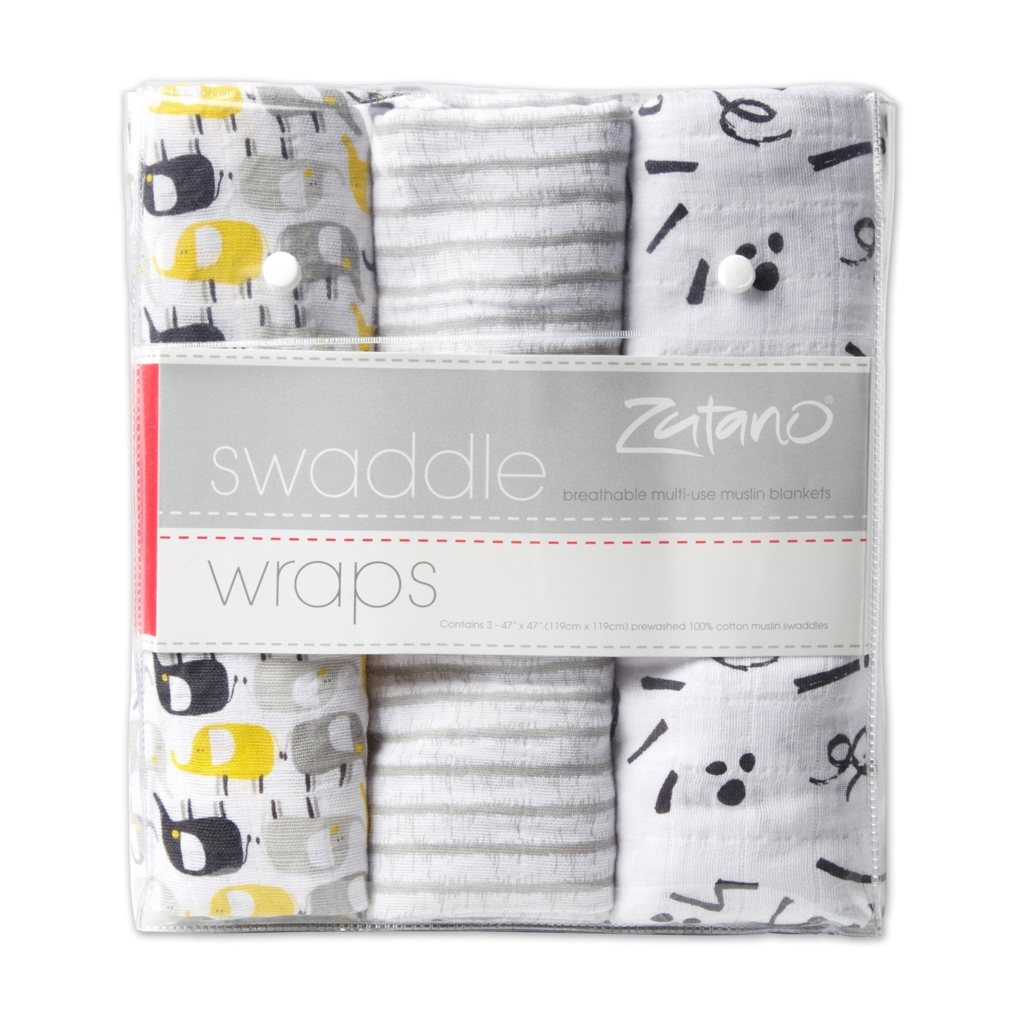 Gray Elephant Swaddle Pack