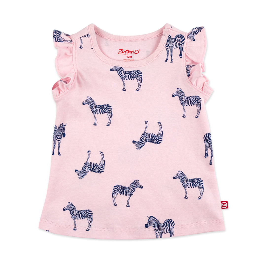 Zutano baby Top Zebra Organic Cotton Flutter Top - Baby Pink