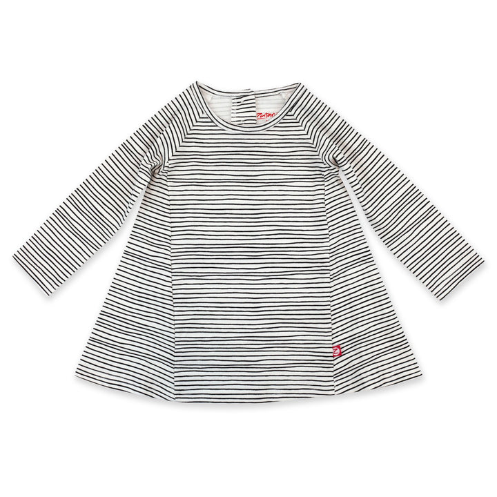 Zutano Dress Pencil Stripe Organic Cotton Long Sleeve Trapeze Dress