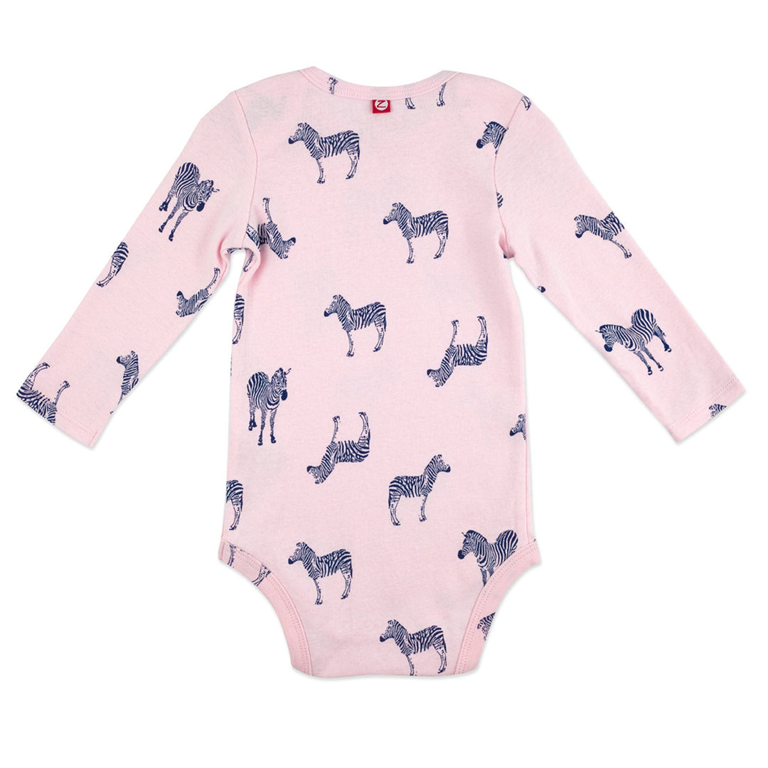 Zutano One Piece Zebra Organic Cotton Rib Bodysuit - Baby Pink