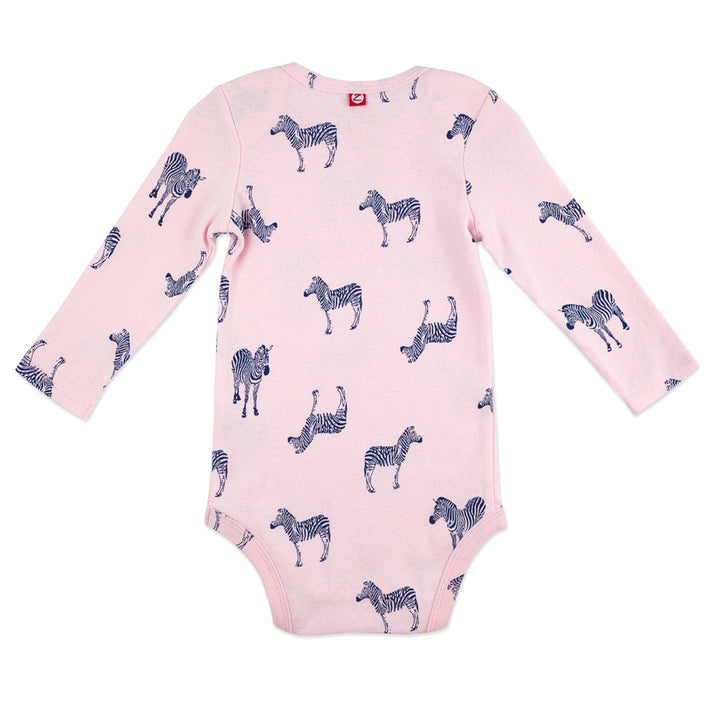 Zutano One Piece Zebra Organic Cotton Rib Bodysuit - Baby Pink