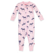 Zutano Pajama Zebra Organic Cotton Sleeper - Baby Pink